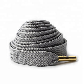 Grey Flat Shoelace with  Metal Aglet in Gold-CB1151