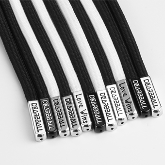 Black & White Rope with Metal Engraving Logo Aglet-EB1274