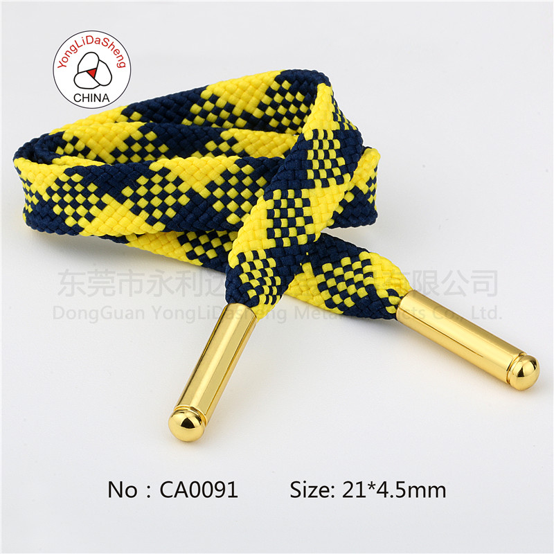 Shiny gold Metal cord end with drawstring for pants-CA0019