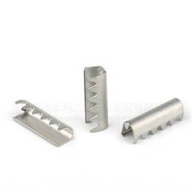 Shiny silver Metal drawstring tip crimp-CA2283